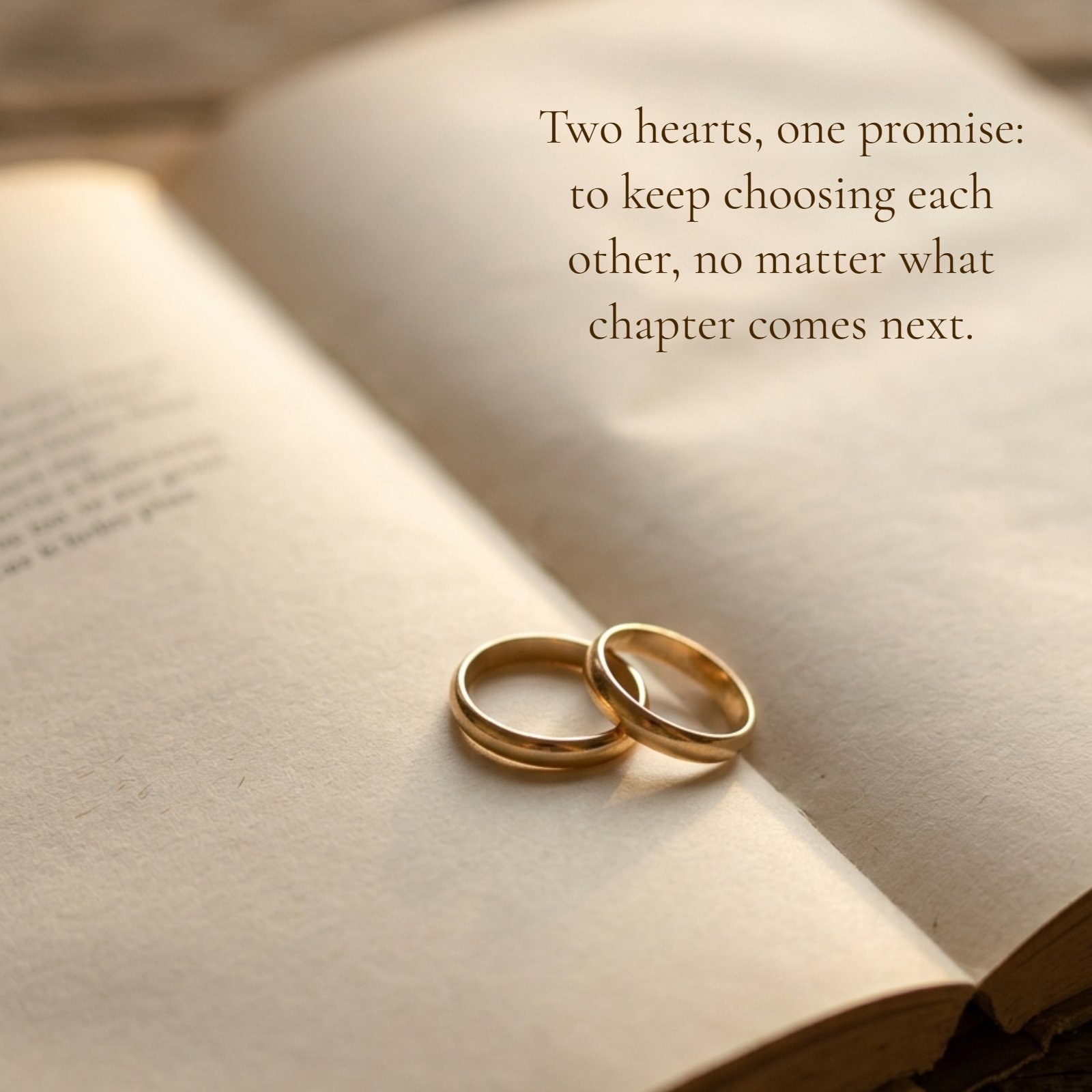 Quote image reading two hearts one promise to keep choosing each other no matter what chapter comes next